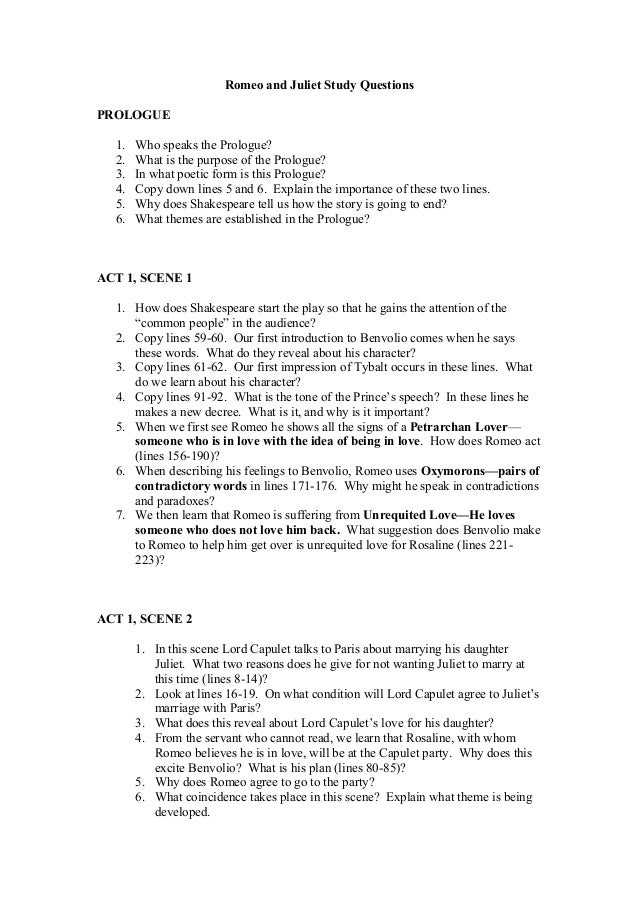 Romeo And Juliet Act 1 Questions Answer Key Pdf